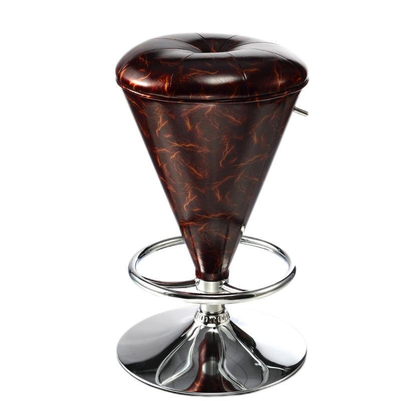 J24 Adjustable Cone-Shaped Bar Stool: Tufted Leather Upholstery, Multi-Style Options & Chrome Dual-Ring Footrest
