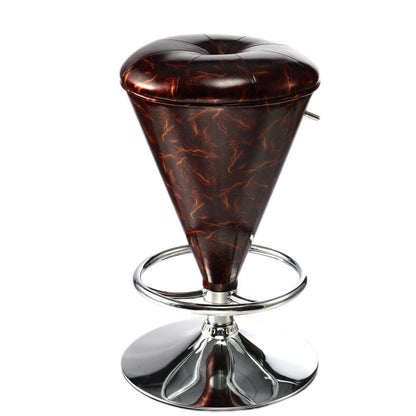 Adjustable Cone-Shaped Bar Stool Tufted Leather Upholstery Multi-Style Options & Chrome Dual-Ring Footrest