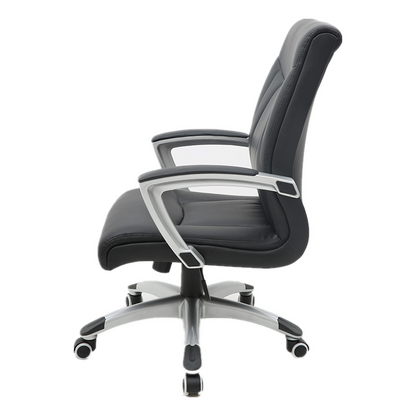 Executive Office Chair Mid-Back Ergonomic Desk Chair with Premium PU Leather 360° Swivel & Height Adjustment Modern Professional Office Chair for Home & Corporate Spaces