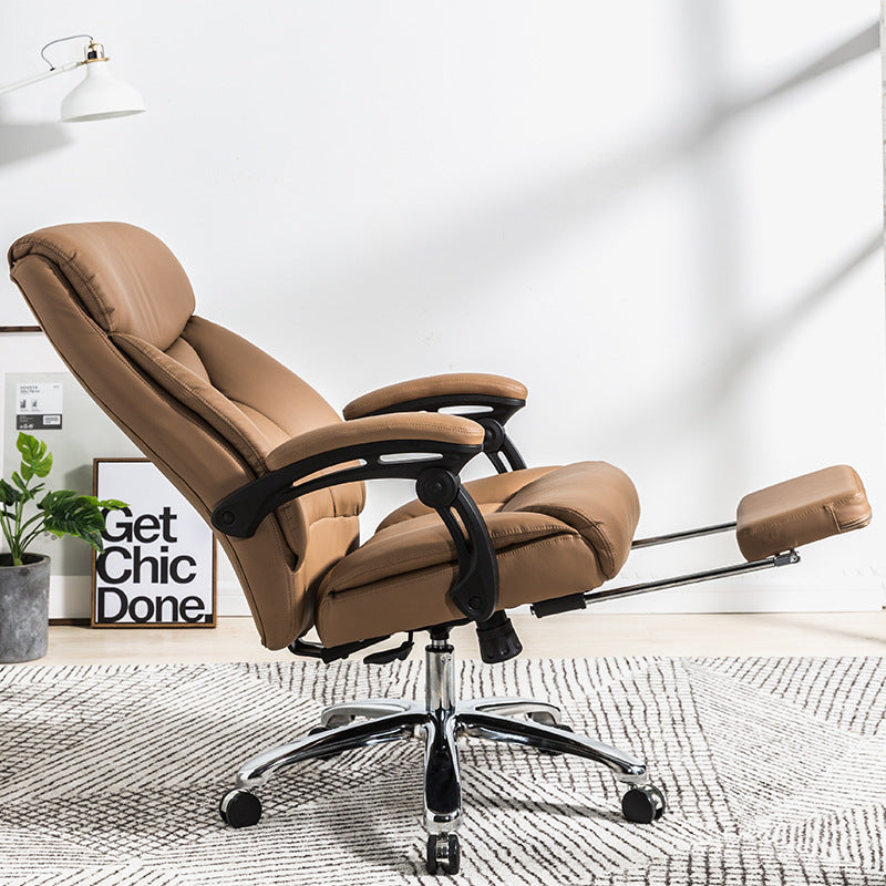 B26 Sitmod Reclining Executive Office Chair, High-Back Plush Ergonomic Desk Chair with Retractable Footrest, Premium PU Leather Office Chair with 360° Swivel & Height Adjustment, Luxury Office Chair for Home & Corporate Spaces