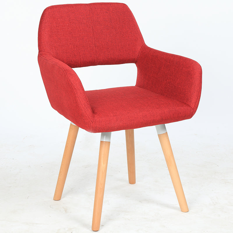C-13-SITMOD Casual Upholstered Dining Chair: Versatile Fabric Prints, Armrest Design & Wooden Legs for Lively Spaces