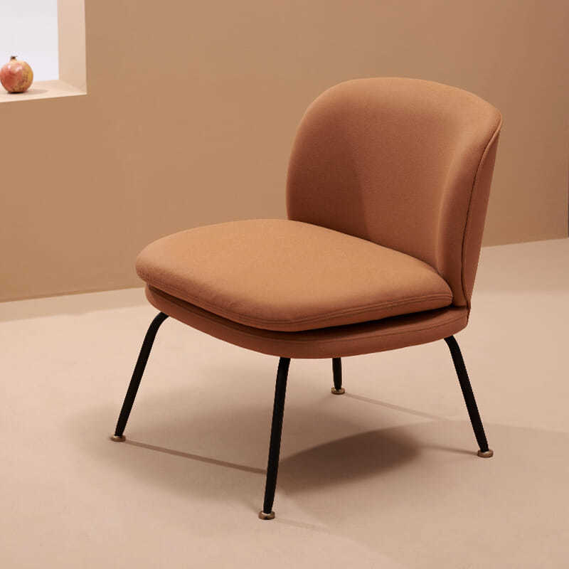 Minimalist Curved Fabric Sofa Single & Multi-Seat Options Soft Brown Fabric Black Metal Legs