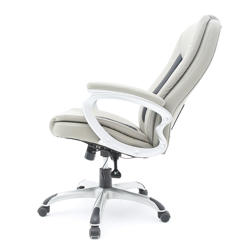 B19 Sitmod Massage Executive Office Chair, High-Back Ergonomic Desk Chair with Lumbar Pillow & Breathable Mesh, Premium PU Leather Office Chair with 360° Swivel & Height Adjustment, Modern Light Gray Office Chair for Home & Corporate Spaces