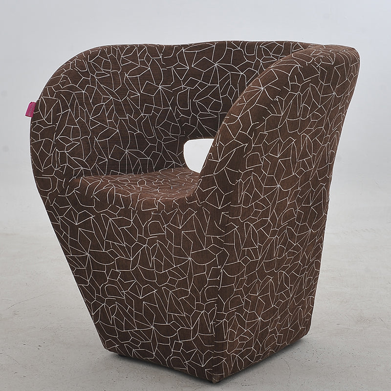 Vibrant Red Modern Hollow-Out Arm Chair Soft Contoured Fabric Seating Sleek Statement Piece for Stylish Living Rooms & Contemporary Spaces