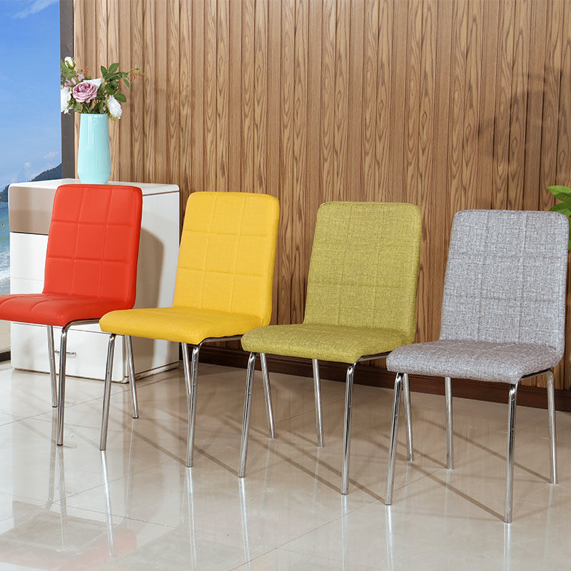 Modern Quilted Dining Chair Leather/Fabric Upholstery Stainless Steel Legs & Versatile Hues