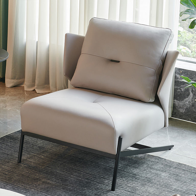 Contemporary Leather Armchair Sleek Metal Base Button-Accented Back & Multi-Hue Options for Modern Lounges