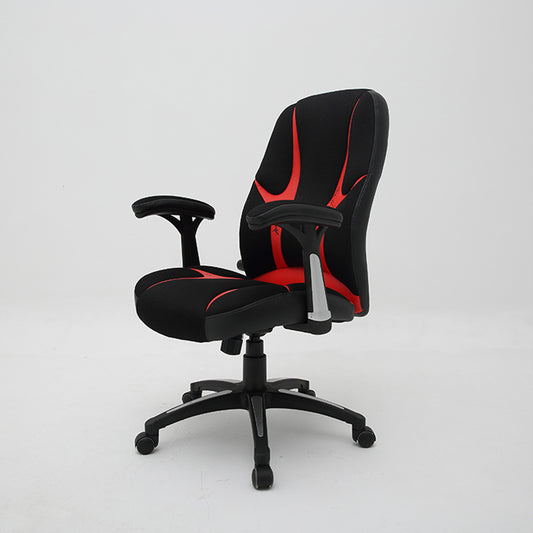 Gaming Office Chair High-Back Ergonomic Desk Chair with Breathable Mesh Premium PU Leather & Fabric Gaming Chair with 360° Swivel & Height Adjustment Black-Red Racing Style Chair for Home Office & Gaming