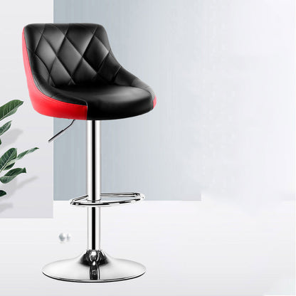 Adjustable Height Bar Stool Diamond-Quilted Leather Cushion Multi-Color Options & Chrome Disc Base Adjustable Height Bar Stool: Diamond-Quilted Leather Cushion, Multi-Color Options & Chrome Disc Base