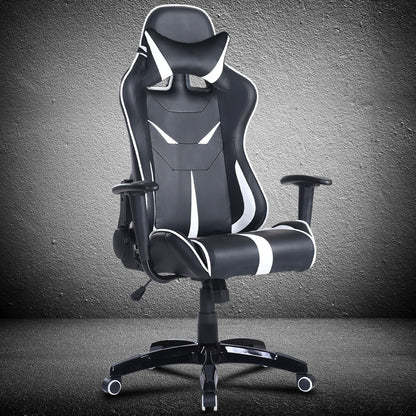 Mecha-Style Gaming Chair Multi-Color Ergonomic Reclining Chair with PU Leather Upholstery