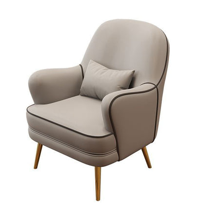 Modern Leather Armchair Set Contrast Stitching Gold Metal Legs Cozy Lounge Design