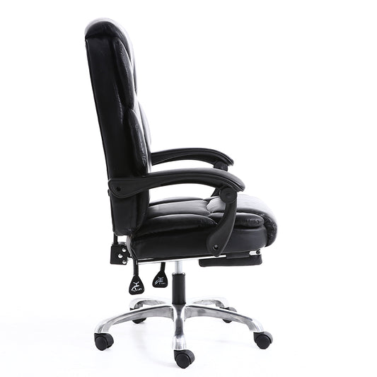 Executive Office Chair High-Back Plush Ergonomic Desk Chair with Retractable Footrest, Premium PU Leather Reclining Office Chair with 360° Swivel & Height Adjustment Luxury Office Chair for Home & Corporate Spaces