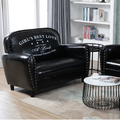Vintage Studded Leather Sofa Set Patterned Backrest Single & Double Seats Multi-Style Options
