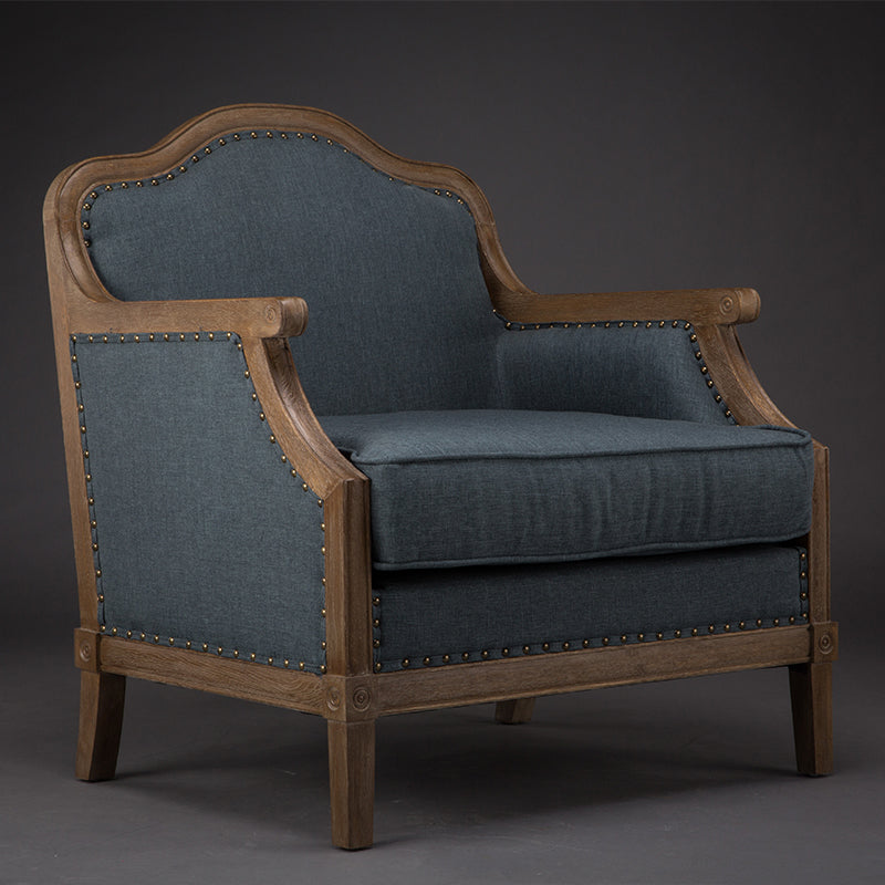 Vintage Tufted Armchair with Wooden Frame Beige Upholstery and Nailhead Trim