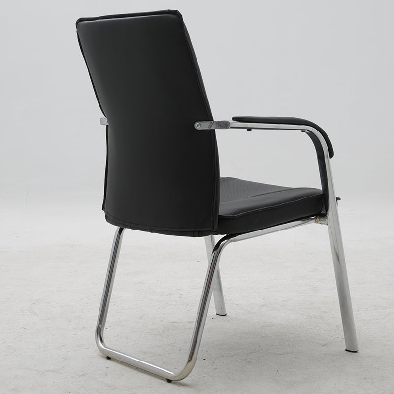 B36 Sitmod Conference Office Chair, Mid-Back Ergonomic Visitor Chair with Breathable PU Leather, Chrome Steel Frame, Fixed Bow Base, Black Office Chair for Meeting Rooms & Reception Areas