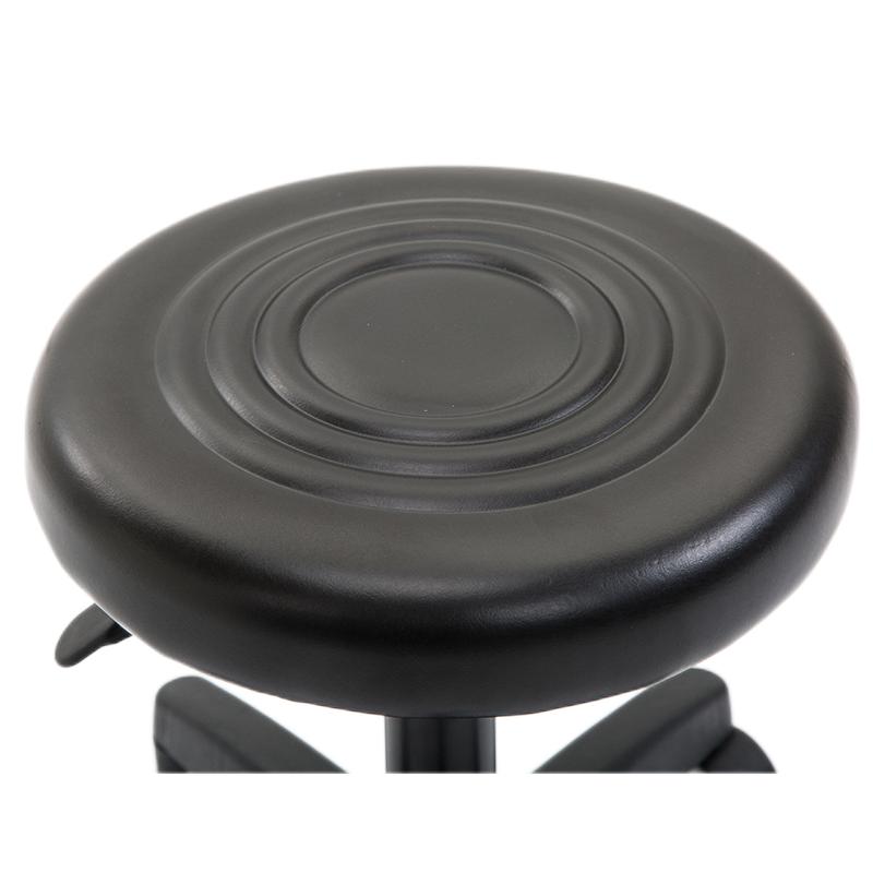 Adjustable Rolling Stool Circular Rippled Leather Cushion Five-Caster Base for Workshop & Salon Use