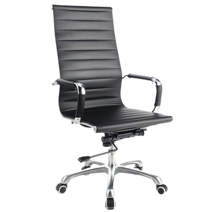 High-Back Executive Office Chair Ergonomic Desk Chair with PU Leather/Mesh Upholstery 135° Recline & 360° Swivel Chrome Frame Chair for Home Office & Manager Rooms