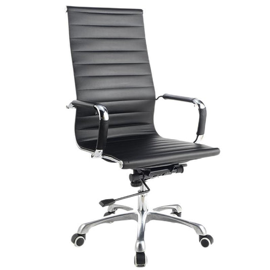 High-Back Executive Office Chair Ergonomic Desk Chair with PU Leather/Mesh Upholstery 135° Recline & 360° Swivel Chrome Frame Chair for Home Office & Manager Rooms