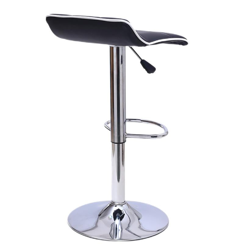 J19 Adjustable Height Bar Stool (With Bar Table Set): Tufted Leather Cushion, Color-Trimmed Edge & Chrome Disc Base