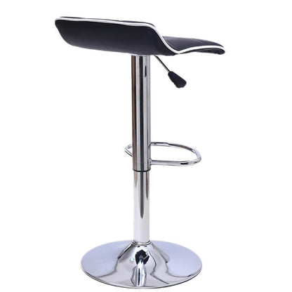 Adjustable Height Bar Stool With Bar Table Set Tufted Leather Cushion Color-Trimmed Edge & Chrome Disc Base
