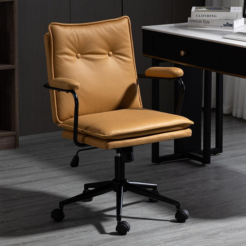 Office Chair Mid-Back Ergonomic Desk Chair with Button-Tufted PU Leather 360° Swivel & Height Adjustment Multi-Color Luxury Chair for Home Office & Vanity
