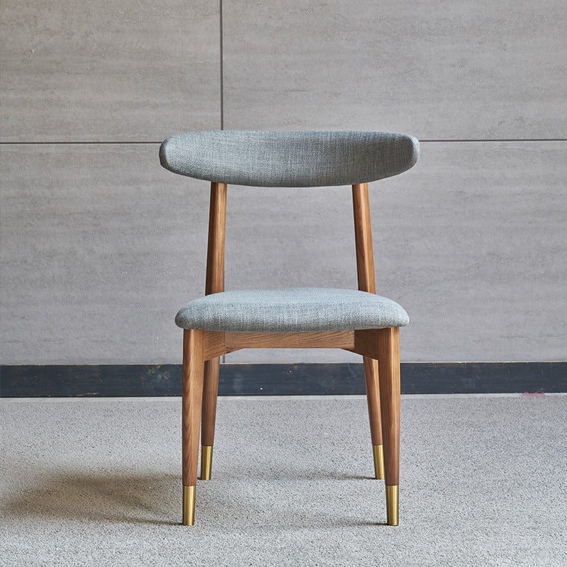 Modern Minimalist Dining Chair Curved Back Design Brass Leg Caps Fabric/Leather Upholstery for Dining & Living Spaces