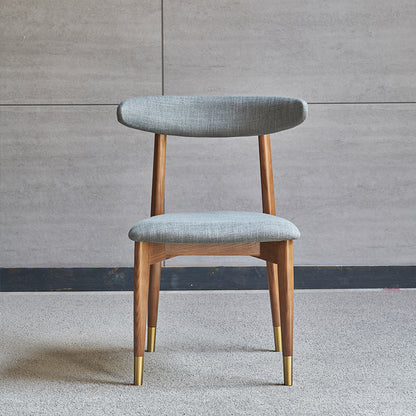 Modern Minimalist Dining Chair Curved Back Design Brass Leg Caps Fabric/Leather Upholstery for Dining & Living Spaces