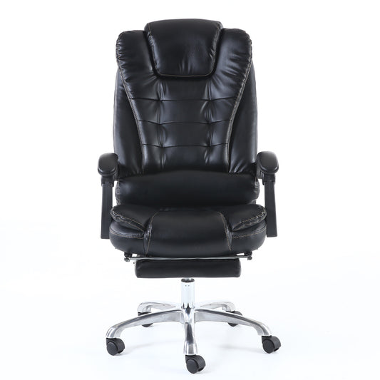 Executive Office Chair High-Back Plush Ergonomic Reclining Desk Chair with Retractable Footrest & Headrest, Premium PU Leather Office Chair with 360° Swivel & Height Adjustment Multi-Color Luxury Office Chair for Home & Corporate Spaces