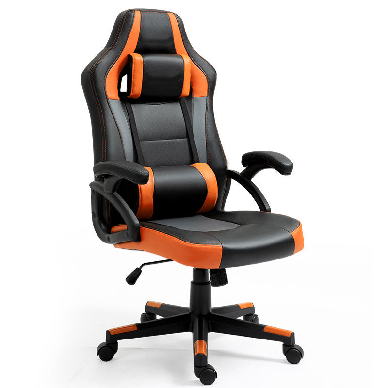 B07-Black-Gray Leather Gaming Chair: Headrest & Lumbar Pillow, Adjustable, Ergonomic Support for Gaming, Office Work & Extended Comfortable Lounging Sessions