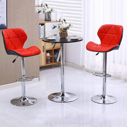 Diamond Quilted Adjustable Bar Stool Color-Block Design Metal Base & Multi-Hue Options for Bars/Counters
