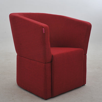Vibrant Red Contemporary Tub Curved Armchair Soft Fabric Snug Contoured Design for Stylish Living Room & Cozy Reading Nook Spaces