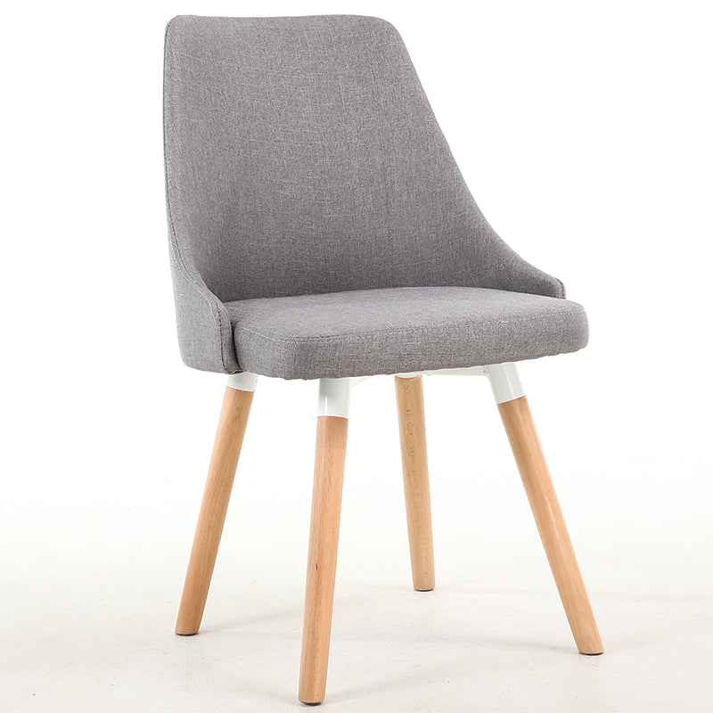 Casual Curved-Back Dining Chair Fabric Upholstery Wooden Legs & Versatile Hues