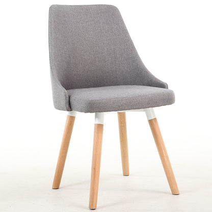 Casual Curved-Back Dining Chair Fabric Upholstery Wooden Legs & Versatile Hues