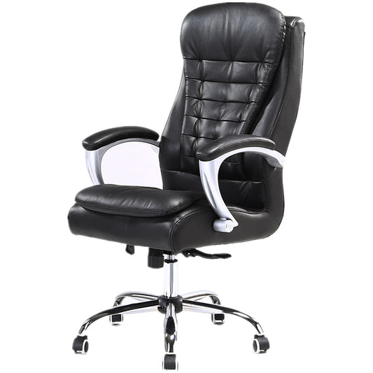 Executive Office Chair High-Back Quilted Ergonomic Desk Chair with 90-135° Recline, Premium PU Leather Office Chair with 360° Swivel & Height Adjustment Multi-Color Office Chair for Home & Corporate Spaces