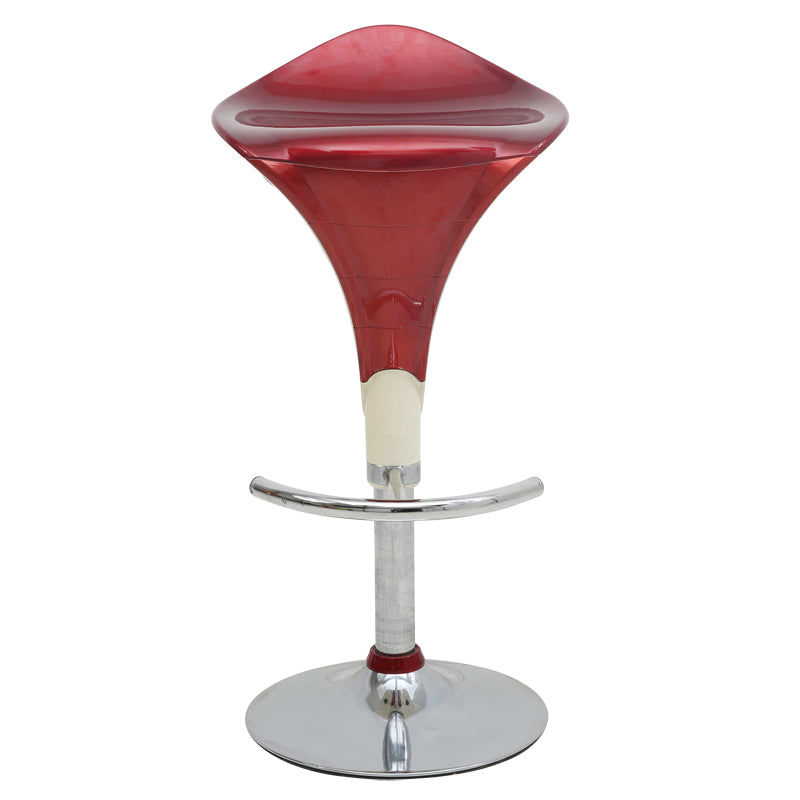 Adjustable Two-Tone Bar Stool Streamlined Glossy Seat Conical Support & Chrome Disc Base