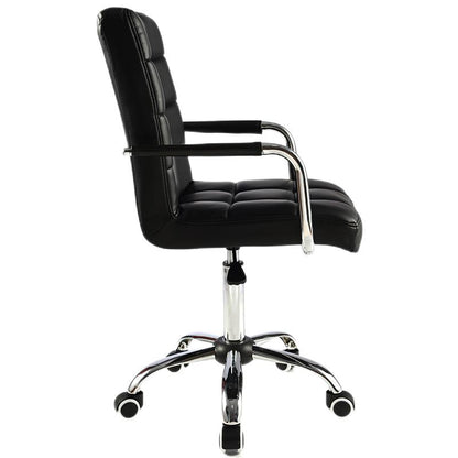 Mid-Back Office Chair Quilted Ergonomic Desk Chair with PU Leather/Fabric 360° Swivel & Height Adjustment Multi-Color Stylish Chair for Home Office & Creative Spaces