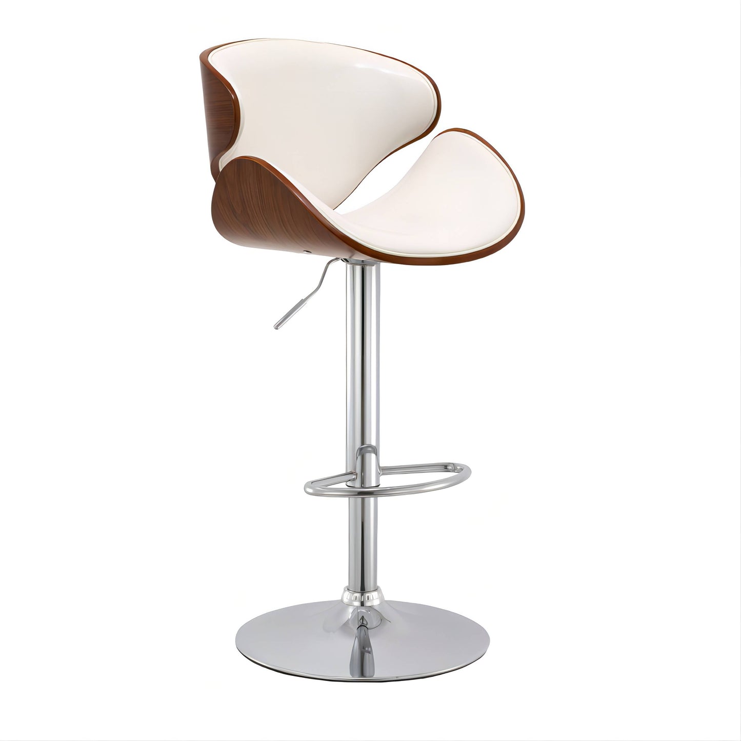 Modern Height Adjustable Swivel Bar Stool With PU Leather Upholstery Supportive Backrest And Stable Large Base For Bar Restaurant And Living Room