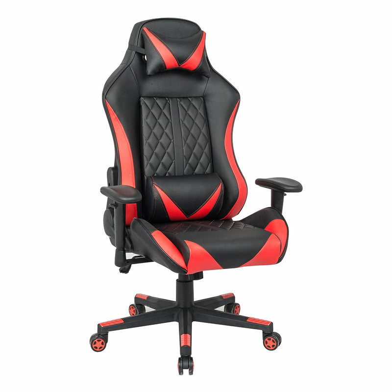 Ergonomic Gaming Chair Diamond-Quilted Racing-Style Reclining Chair with Accent Color Details
