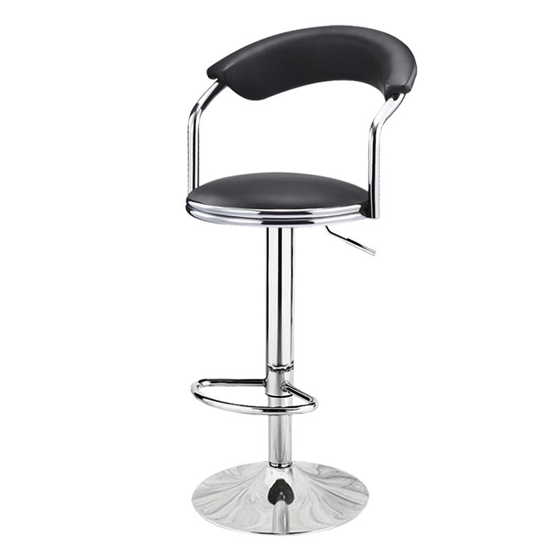 J41 Adjustable Height Bar Stool: Curved Padded Backrest, Colorful Upholstery & Dual-Base Options
