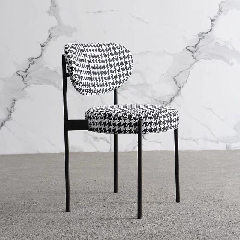Modern Stylish Dining Chair Black Metal Frame Multi-Fabric Options & Curved Back Design