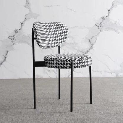 Modern Stylish Dining Chair Black Metal Frame Multi-Fabric Options & Curved Back Design