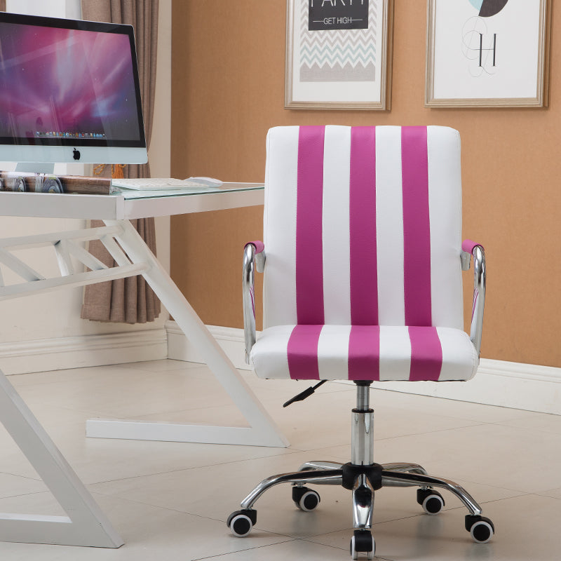 B25 Sitmod Striped Office Chair, Mid-Back Ergonomic Desk Chair with Fabric/PU Leather, 360° Swivel & Height Adjustment, Multi-Color Striped Chair for Home Office & Creative Spaces