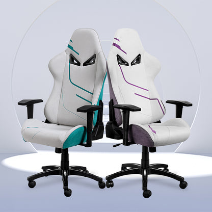 Gaming Chair: Futuristic Mask Design 150° Recline & Breathable Fabric Upholstery