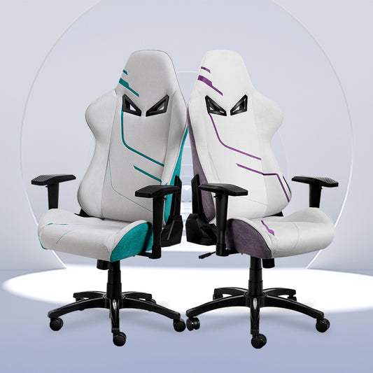 Gaming Chair: Futuristic Mask Design 150° Recline & Breathable Fabric Upholstery
