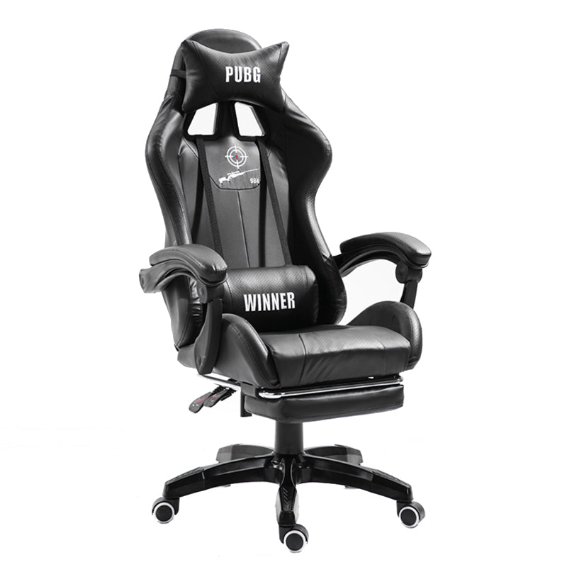 Ergonomic Gaming Chair PUBG "WINNER" Series Racing-Style Reclining Chair with Extendable Footrest