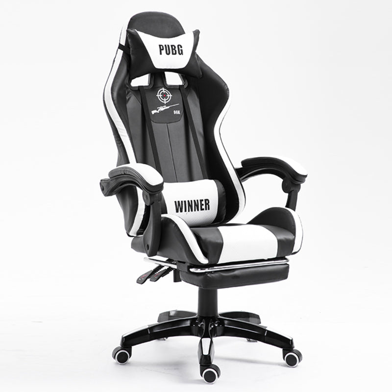 PUBG-Themed Gaming Chair Racing-Style Reclining Chair with Footrest & “WINNER” Branded Pillows