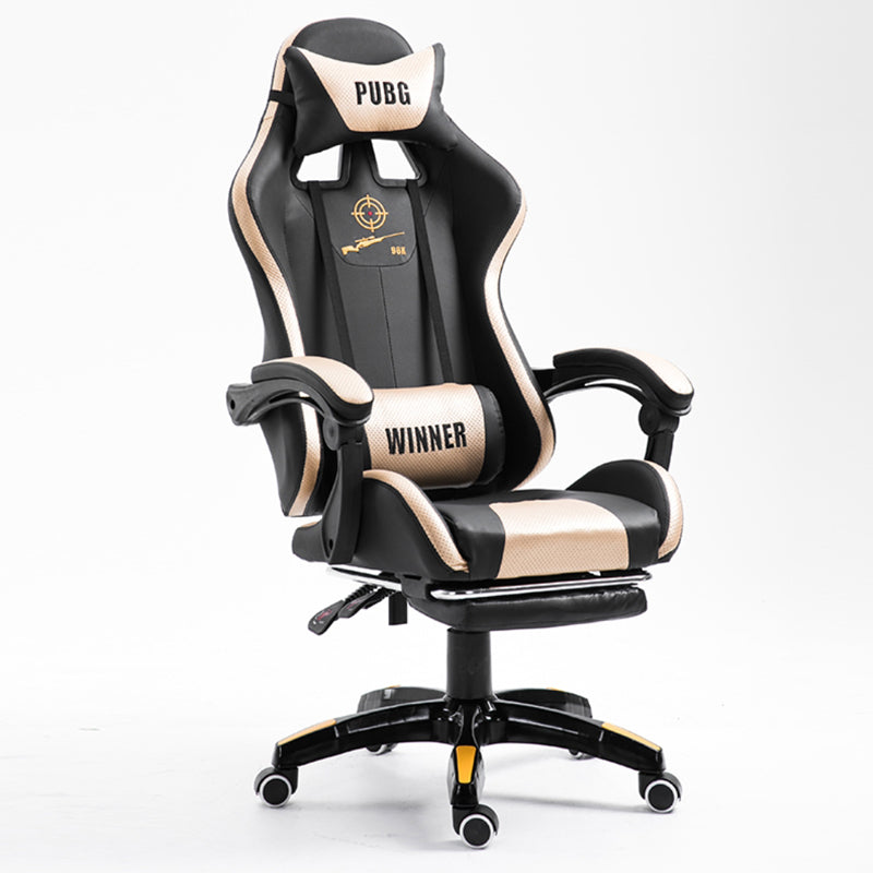 PUBG-Themed Gaming Chair Racing-Style Reclining Chair with Footrest & “WINNER” Branded Pillows