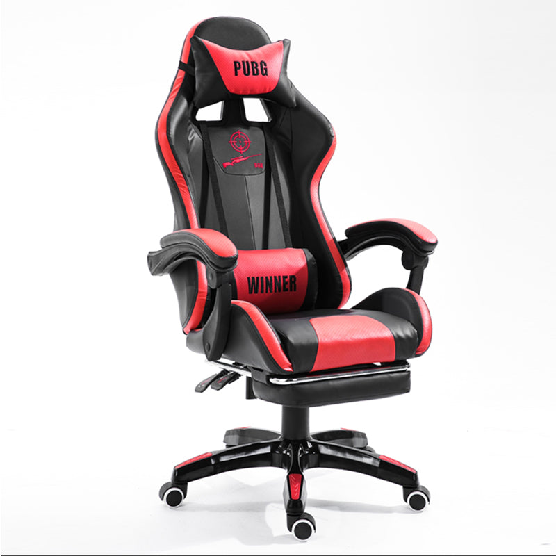 PUBG-Themed Gaming Chair Racing-Style Reclining Chair with Footrest & “WINNER” Branded Pillows