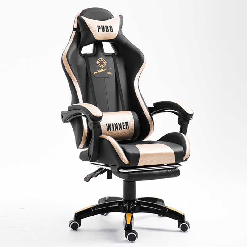 PUBG-Themed Gaming Chair Racing-Style Reclining Chair with Footrest & “WINNER” Branded Pillows