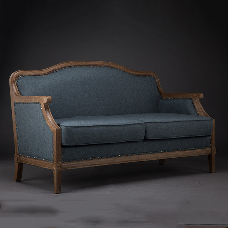 Vintage Tufted Armchair with Wooden Frame Beige Upholstery and Nailhead Trim