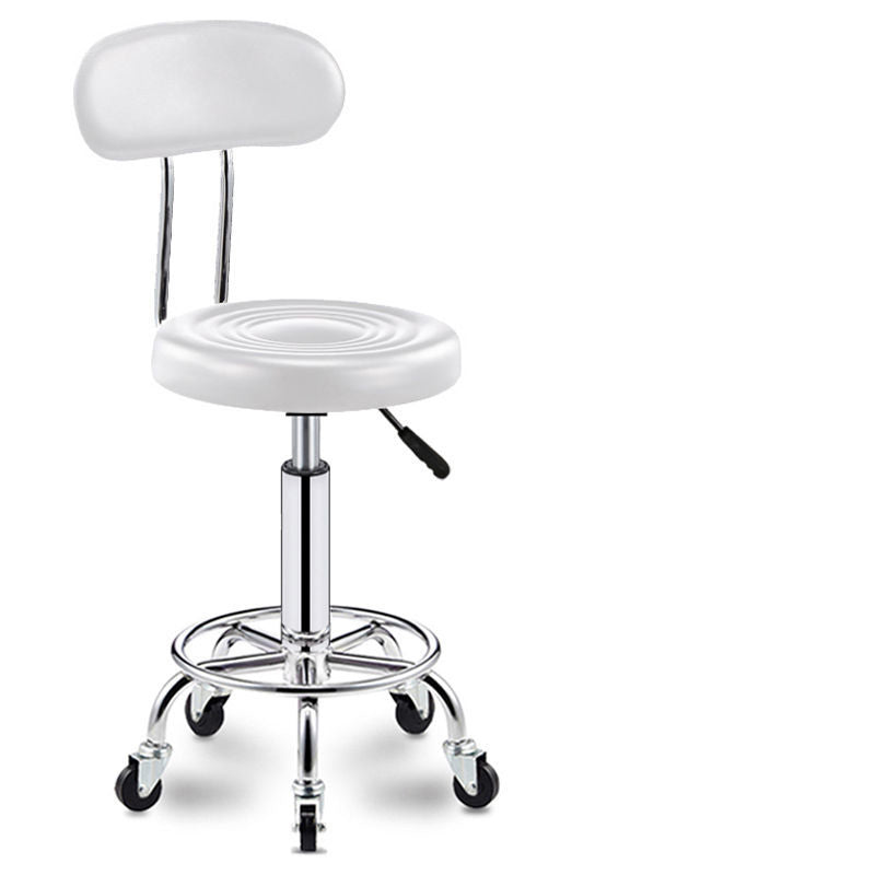 Adjustable Multi-Scene Stool Rippled Leather Dual Base Caster/Disc& Back Support
